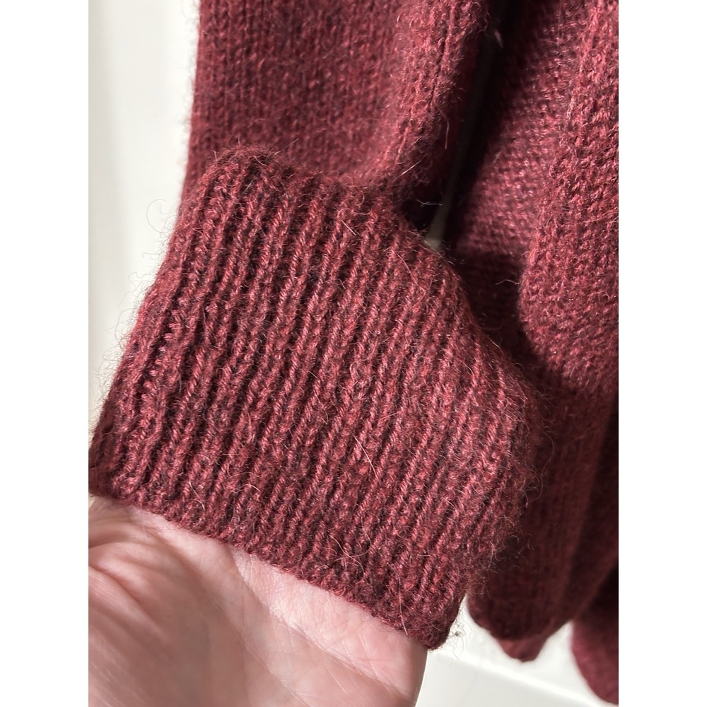 Eileen Fisher Size L Alpaca Silk Open Front Wine Burgundy Cardigan - Picture 5 of 7